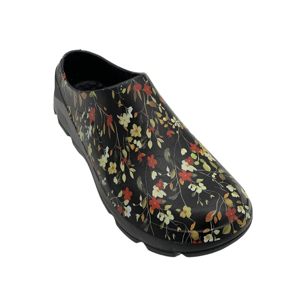 Joybees Women's Grove Garden Clog Black Floral - Medium